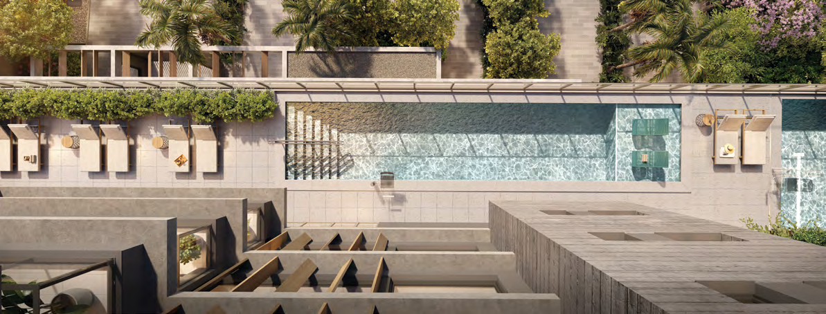 Piscina descoberta com deck molhado