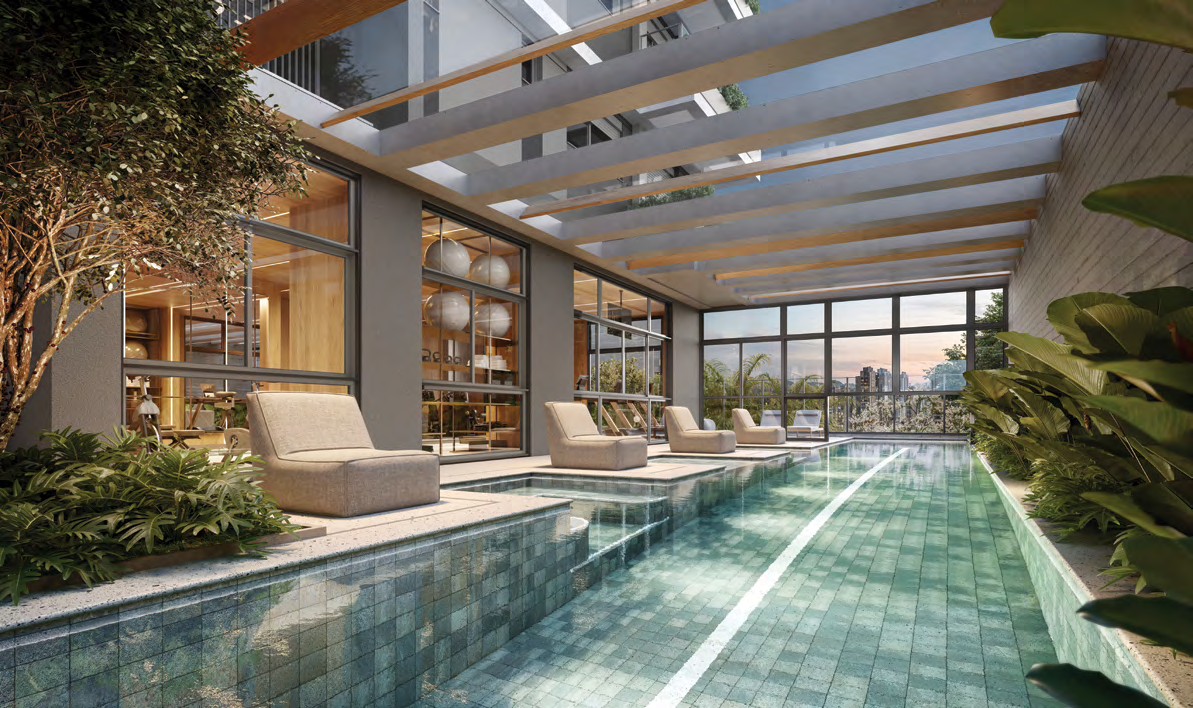 Piscina coberta com raia de 25 m